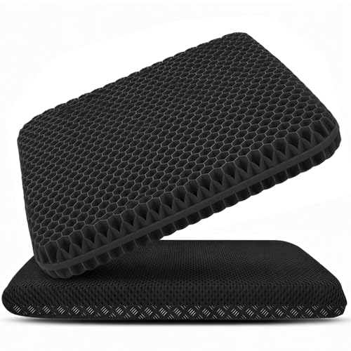Cuscino per Sedia da Ufficio,Cuscino in Gel,Cuscino Antidecubito,a Nido d’ape-Antiscivolo,Traspirante e con Fodera Rimovibile,Adatto per Sedie da Ufficio,Sedili Auto e Sedie da Casa (nero, 42*39*4)