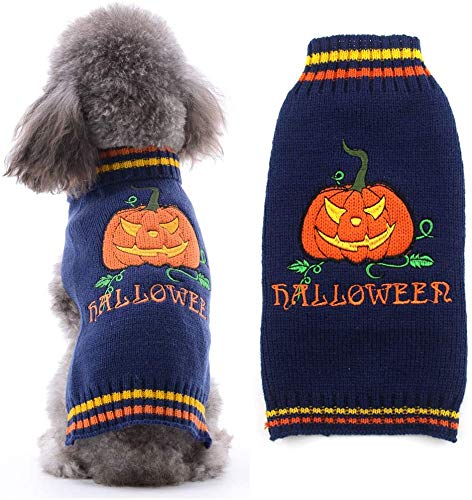 DOGGYZSTYLE Halloween Pumpkin Dog Sweater Pet Costume Fashion Holiday Party Puppy Gift for Dogs and Cats