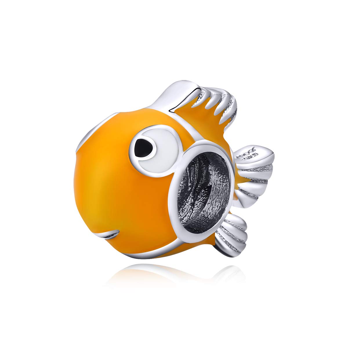 Lucky Ocean Animals Charm Beads for Pandora Women's Bead Charms 925 Sterling Silver Goldfish Charms Red Enamel Carp Charms for Mum Wife or Friend (Fish Charms)