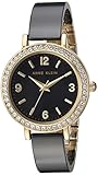 Anne Klein Women's AK/2348BKDB Swarovski Crystal Accented Gold-Tone and Black Ceramic Bangle Watch