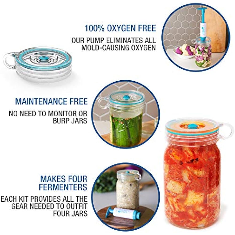 Simply Sauer Fermentation Airlock Bundle Kit Fits Wide Mouth Mason