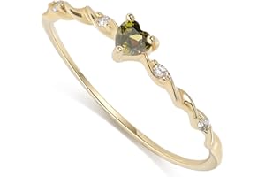 Gold Plated Birthstone Rings for Women Heart Gold Stacking Ring 925 Sterling Silver Handmade Friendship Rings August Birthsto