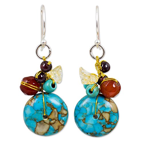 Novica multi gem dyed blue calcite .925 sterling silver…