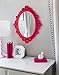 Butterfly Craze Decorative Oval Wall Mirror, White Wooden Frame for Bathrooms, Bedrooms, Dressers, and Antique Princess Décor, Medium