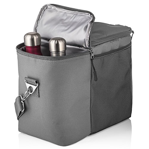 HemingWeigh Reusable Insulated Lunch Box - Durable Lunch Bag Cooler w/Spacious Storage Compartments - Includes 3 Food Storage Containers & Ice Pack (Gray) - Thumbnail 3