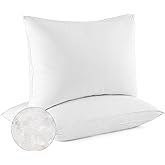 Bafode Goose Down Feather Pillows, Soft Bed Pillows Queen Size Set of 2, 100% Soft Cotton Shell,Gusseted Hotel Pillows for Back, Stomach or Side Sleepers