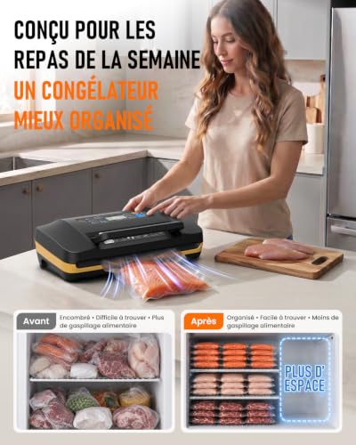 AbleMark Professional Household Vacuum Sealer 95 kPa, 18 in 1 Food Vacuum Packaging Machine, Double Seal Vacuum Sealer, Integrated Cutter, Dry/Wet, Sous Vide