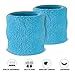 Suddora Wrist Sweatbands, Absorbent and Breathable Thick Cotton Bands for Working Out, Gymnastics, Basketball, Tennis, and Football, Multiuse Wristbands for Costumes and Cosplay (Pair) (Neon Blue)