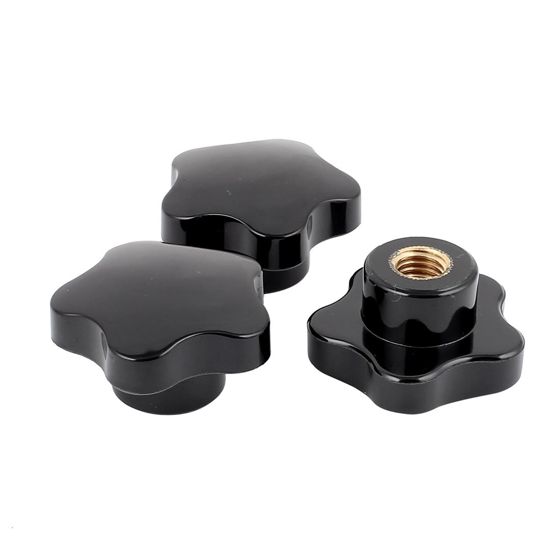 Sourcingmap 3PCS M12 Female Thread 50mm Head Dia Screw on Type Clamping Star Knob Black