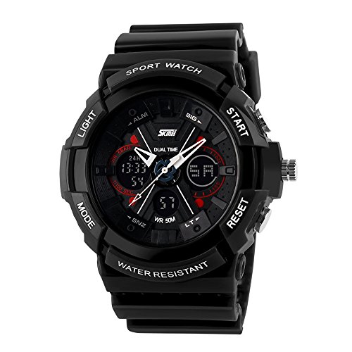 Boys Watch, Sports Watches, LED Analog Digital Display Watches Sport Waterproof for Boy Girls Kids Black - Thumbnail 6
