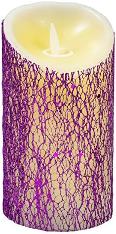 Flameless Candles Flickering With Timers - 3 x 6 Inches LED Light - Wax Pillar Candle - Multi-color Glitter - Holiday Design - For Ambient and Romantic Atmosphere - Timer Setting - Battery Operated