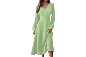 FSWGJFJJ Women Dresses,Women's Floral Print Boho Dress Long Sleeve Wrap V Neck Ruffle Belted A-Line Flowy Maxi Dresses