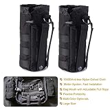 R.SASR Upgraded Sports Water Bottles Pouch Bag, Tactical Drawstring Molle Water Bottle Holder Tactical Pouches, Travel Mesh Water Bottle Bag Tactical Hydration Carrier (Black-2 Pack)