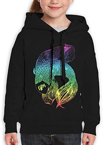 Hidassi colorful Bling Fish Boys Hipster Hooded Sweatshirts Cotton Pullover Hoodies S