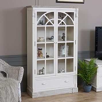 Melody Maison Cream Glazed Display Cabinet Lyon Range Amazon Co