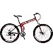 Eurobike 26″ Full Suspension Mountain Bike 21 Speed Folding Bicycle Men or Women MTB (Red)thumb 1