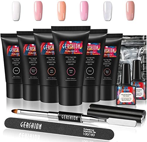 Gershion Poly Nail Gel Kit 30ml，Nails Builder Extension Gel Set Enhancement Gel Nail builder All-in One Nail Technician for Starter Nail Art False Nails French Kit S-01.