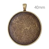 40mm Round Cabochon Base Antique Bronze Plated Pendant Trays-20pcs