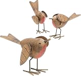 GloBrite Set of 3 Robin Garden Ornaments Hand-Painted Resin Outdoor view 1