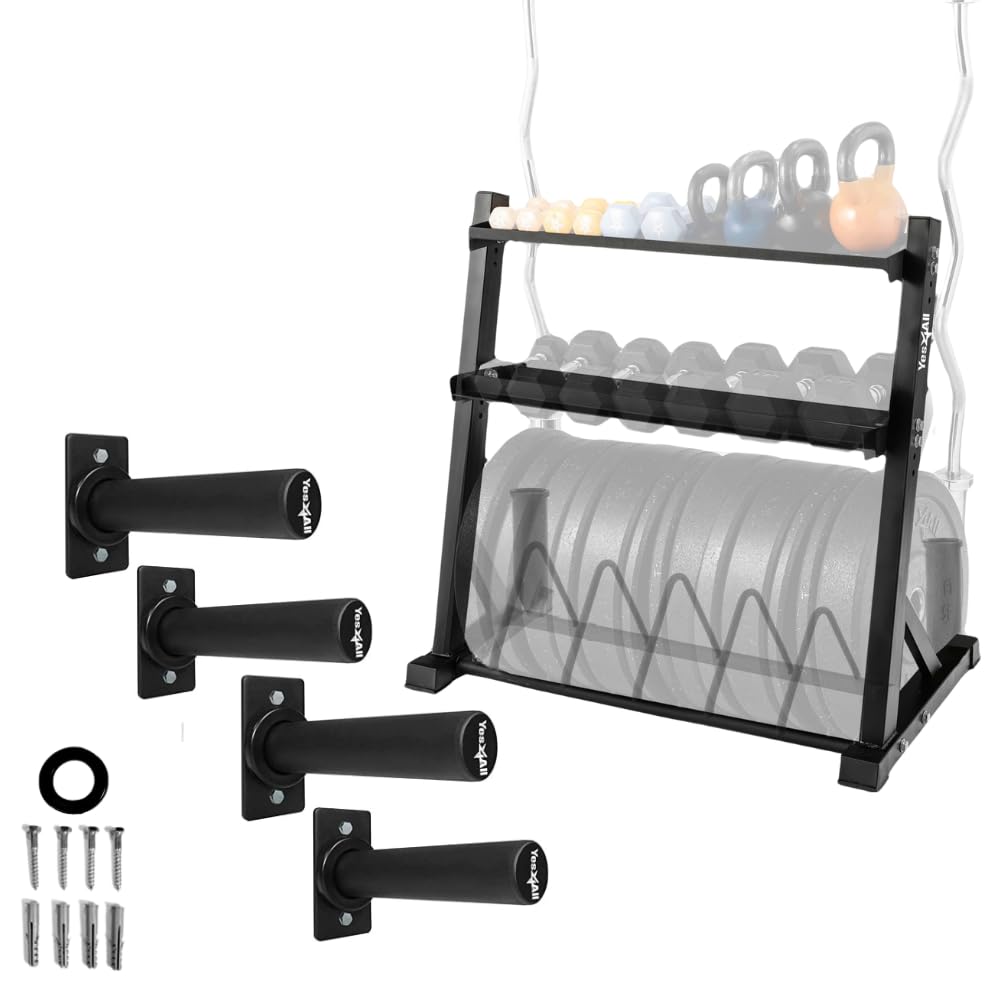 Yes4All Wall Mounted Weight Plate Holder - Fit 2inch Olympic Weight Plates, Protective Rubber Pad Image