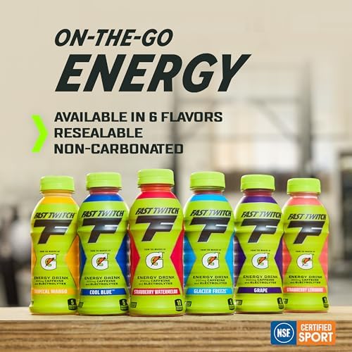 FAST TWITCH ENERGY DRINK FROM GATORADE, GLACIER FREEZE, 12 FL OZ BOTTLES, (12 PACK), 200MG CAFFEINE, ZERO SUGAR, ELECTROLYTES