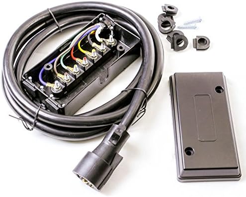 GoWISE Power RTC9004 7-Way RV Trailer Cord with 7-Terminals Wire Junction Box and Heavy Duty Molded Double Contact Blade Plug - 10 FT