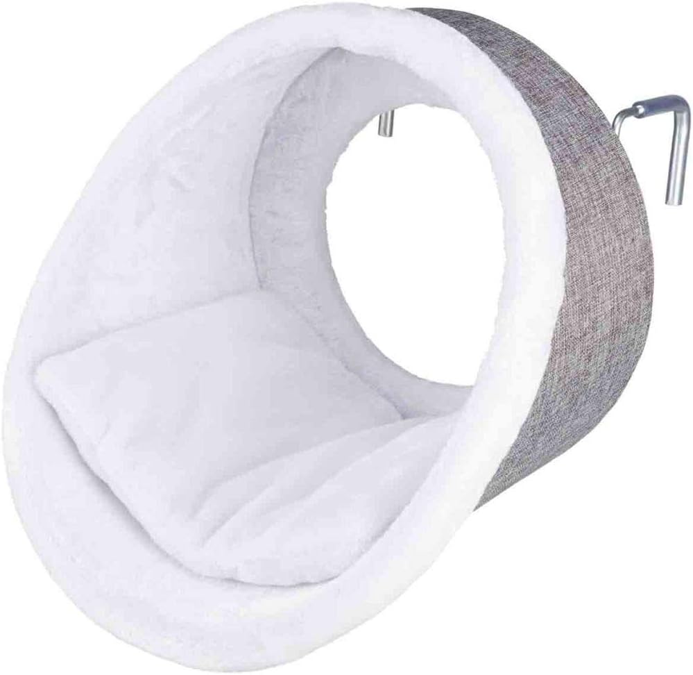TRIXIE Cat Cave for Radiators in White/Grey, Cosy Cat Bed with Reversible Cushion & Adjustable Bracket, ø 38 × 34 cm