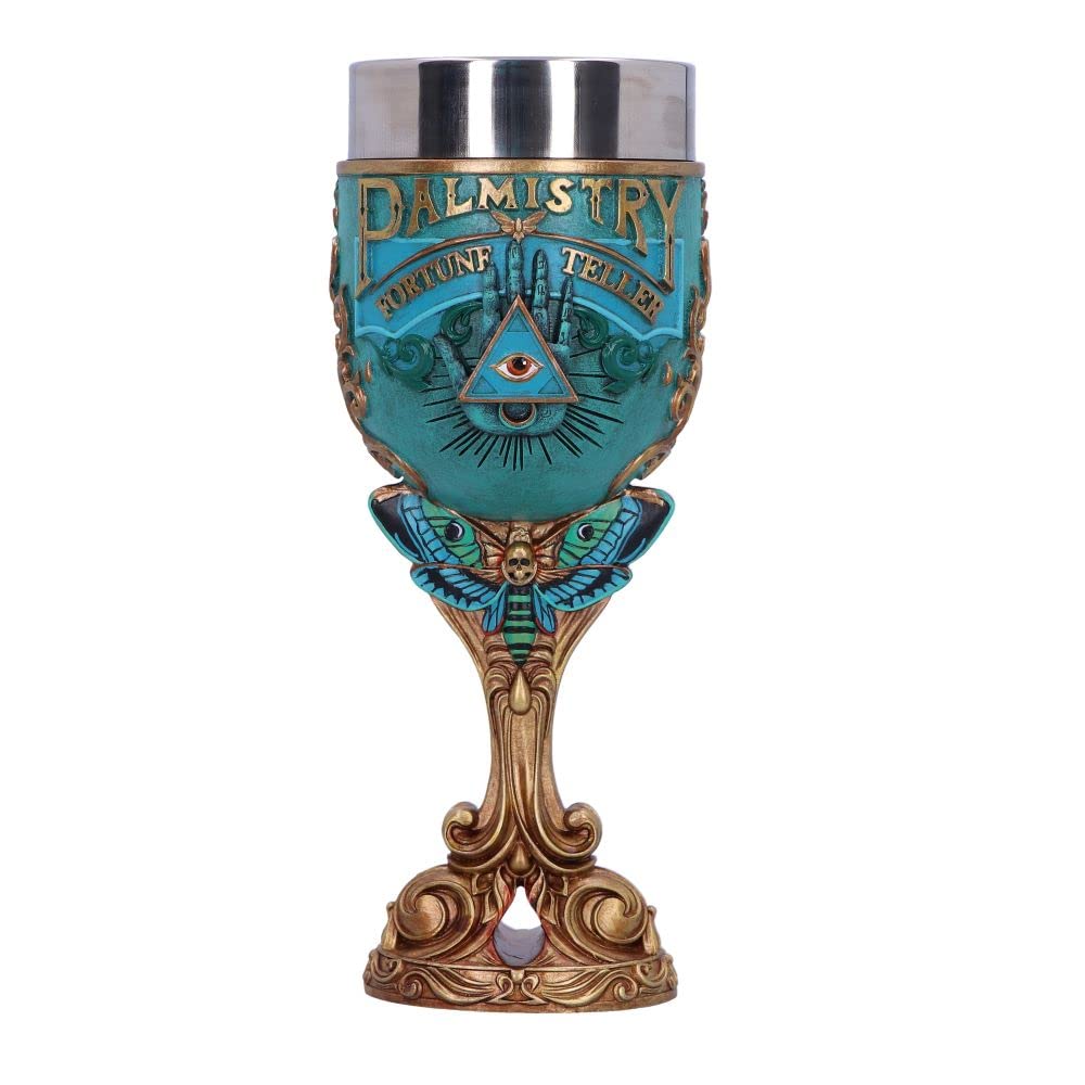 Nemesis Now The Teller Goblet 19.5cm, Resin, Blue, Palmistry Inspired Goblet, Exclusive Palmistry Design, Spiritual Gift, Cast in the Finest Resin, Expertly Hand-Painted