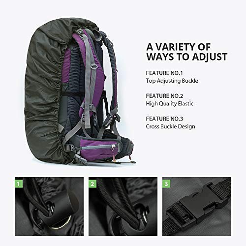 PORTHOLIC Waterproof Backpack Rain Cover 【45-65L】【Reflective Strip Design】 Non-Slip Cross Buckle Strap & Rainproof Storage Pouch,Perfect for Hiking, Camping, Traveling, Outdoor Activities