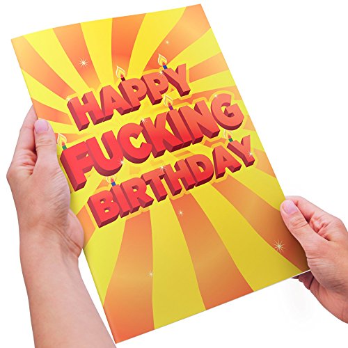 InYourFace Cards Adult Humor Birthday Card XL Size Happy Fcking Birthday You're Old (Best Text Message Pranks)