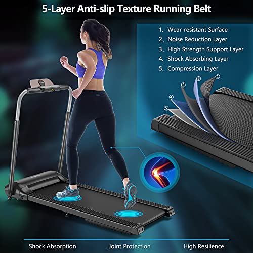 Goplus Folding Treadmill, Foldable Superfit Treadmill W/LED