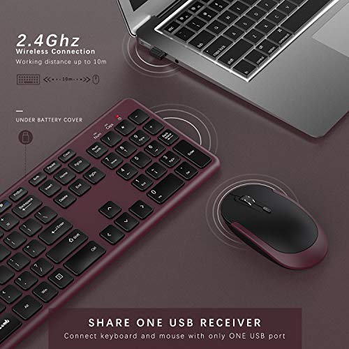 Wireless Keyboard and Mouse, Jelly Comb 2.4GHz Ultra Thin Full Size