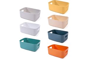 OWill 7 PCS Plastic Storage Bins and Baskets for Efficient Home Classroom Organization Small Containers in Multicolour for Kitchen, Cupboard box, and Bathroom Organizer on Shelves and Tubs