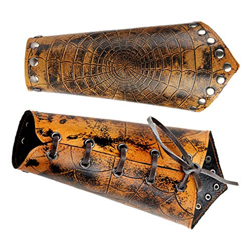 Arm Bracers Leather Armband Guard Spider Web Archery Armguard Medieval Armor Costume Wrist Gauntlet 2PCS