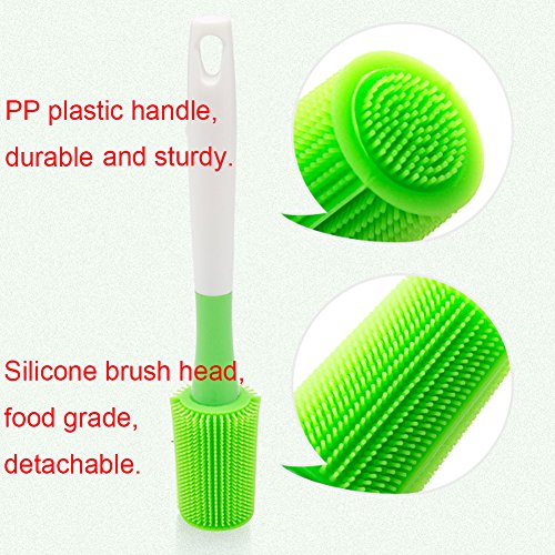 Wecando Silicone Bottle Brush Cup Cleaning Brush Scrubber for Washing Glasses, Sport Bottles, Baby Bottles, Pitchers, Thermoses, Jars, Non-Stick Pot Pan Dish Bowl, Water Cups, Coffee Mugs