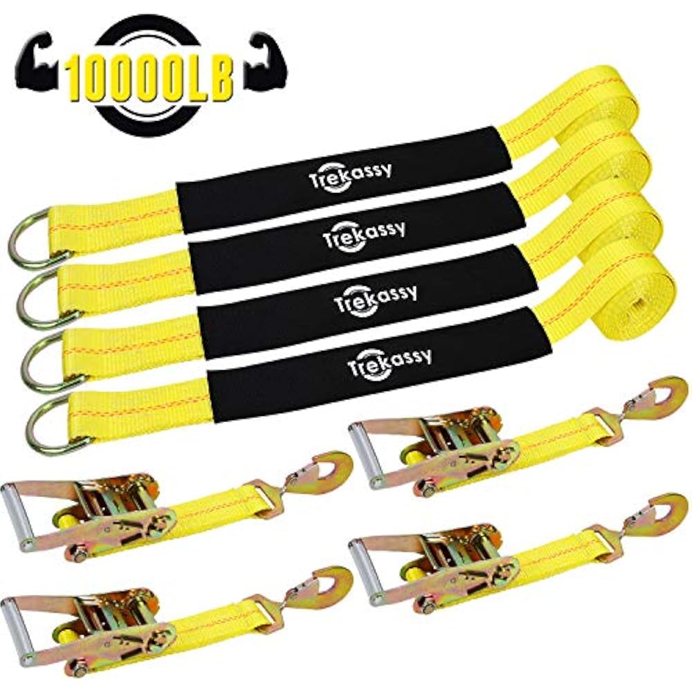 Wheel Net Car Tie Down Straps Heavy Duty 4 Pack For Trailers Axle