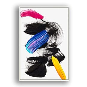Framed Canvas Wall Art for Living Room, Bedroom Colored Brush Canvas Prints for Modern Home Decoration Ready to Hang - 16"x24" inches