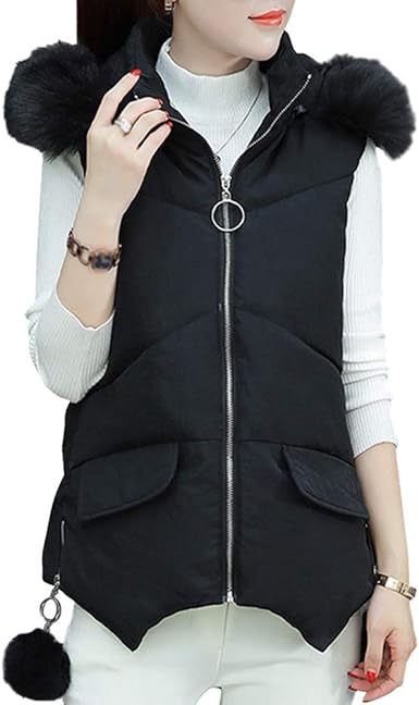 fur hooded gilet womens
