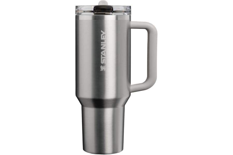 STANLEY Quencher ProTour Flipstraw Tumbler, 40 oz, Stainless Steel Ash | Built-In Straw & Handle | Cupholder Compatible for Travel | Leakproof Insulated Stainless Steel Cup | BPA-Free