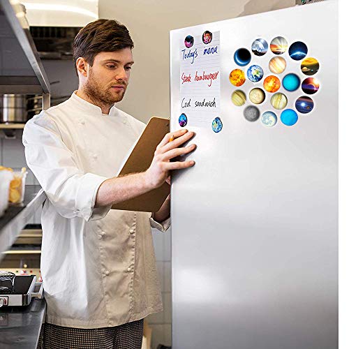 18pcs Refrigerator Magnets,Beautiful Glass Planetary Fridge Magnets,1.18 inches Diameter Round Fridge Stickers,Practical Office Magnets,Calendar Magnet,Whiteboard Magnets,Prefect Decorative