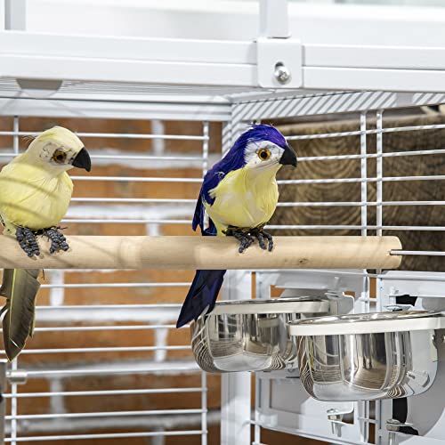 PawHut 19" Travel Bird Cage Parrot Carrier with Handle Wooden Perch for