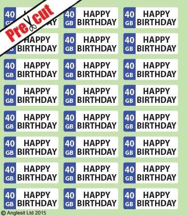 *PRE-CUT HAPPY 40TH BIRTHDAY NUMBER PLATE EDIBLE RICE / WAFER PAPER CUP CAKE TOPPERS PARTY DECORATION