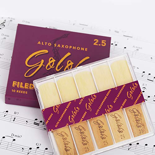 GOLOHO Alto Saxophone Reeds for Alto Sax Strength 2.5, Filed Cut, Box of 10