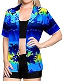 La Leela Women Hawaiian Shirt Blouses Tank Beach Top Casual Aloha Boho Holiday Button Up