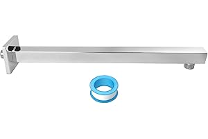 NearMoon 16 Inch Shower Arm, Rain Shower Head Extension Extender, With Flange and Teflon Tape, Made of Thicken Stainless Steel for Bathroom Rainfall Showerhead (Chrome Finish)