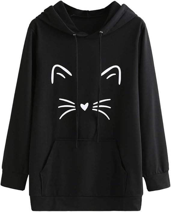 Whycat Cat Hoodies Women, Cat Hoodies with Pockets, Long Sleeve