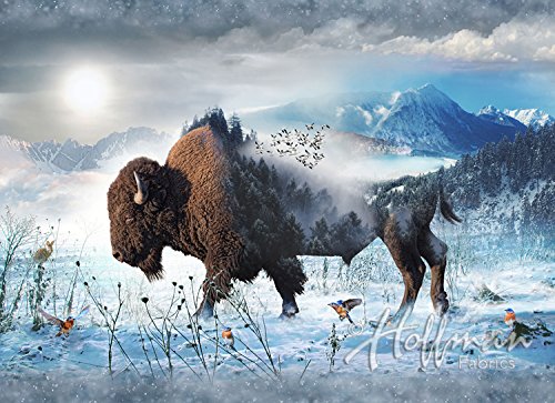 Bison Fabric Panel - Call of the Wild Digital Print - 30" x 44" - 100% Cotton Quilt Fabric