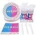 Gender Reveal Party Bundle, Includes Plates, Napkins, Cups and Cutlery (Serves 24, 144 Pieces in Total)