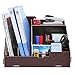 All-in-One Brown Wood Desktop Office Supplies Organizer / Magazine & Document Folder Rack - MyGift®