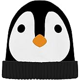 Naanle Funny Black Penguin Womens Beanie Hat Stretch Slouchy Warm Knit Winter Hats Skully Black Beanie Ski Beanies Cap for Women Men